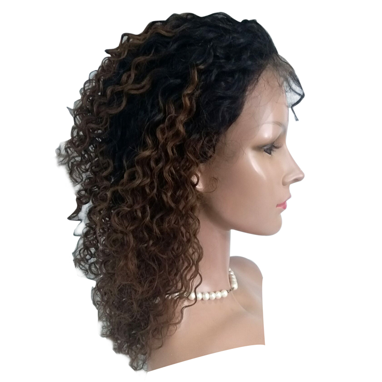 Human Hair Wig 1b/4 Ombre Color Curly Lace Front Wig 16 Inch Factory Price Lace Wig LM365 
